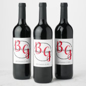 Eenvoudige persoonlijke Initialen bruiloft Wijn Etiket (Flessen)