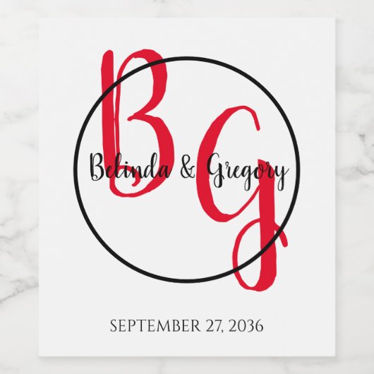 Eenvoudige persoonlijke Initialen bruiloft Wijn Etiket (Enkel label)