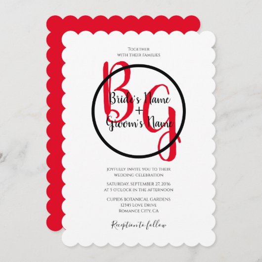 Eenvoudige persoonlijke Initialen Weddenschappen Kaart (Voorkant / Achterkant)