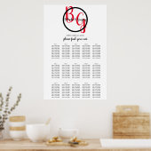 Eenvoudige persoonlijke Initialen Weddenschappen Poster (Keuken)