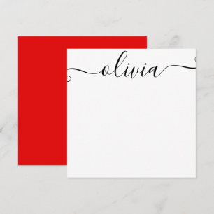 Eenvoudige persoonlijke kaart voor rode notitie vo notitiekaartje