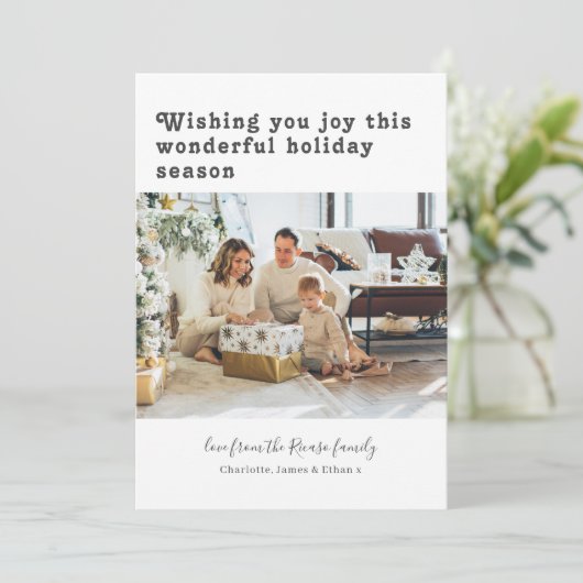 Eenvoudige persoonlijke kerstfoto feestdagenkaart (Staand voorkant)