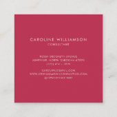 Eenvoudige persoonlijke monogram naam roze rood mo vierkante visitekaartje (Achterkant)