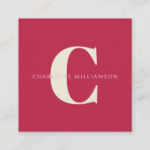 Eenvoudige persoonlijke monogram naam roze rood mo vierkante visitekaartje (Voorkant)