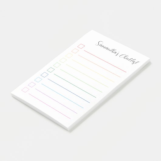 Eenvoudige persoonlijke Rainbow-checklist Post-it® Notes (Schuin)