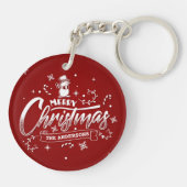 Eenvoudige persoonlijke Snowman-kerstSleutelhanger Sleutelhanger (Achterkant)
