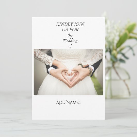 Eenvoudige persoonlijke uitnodiging tot huwelijk m (Staand voorkant)