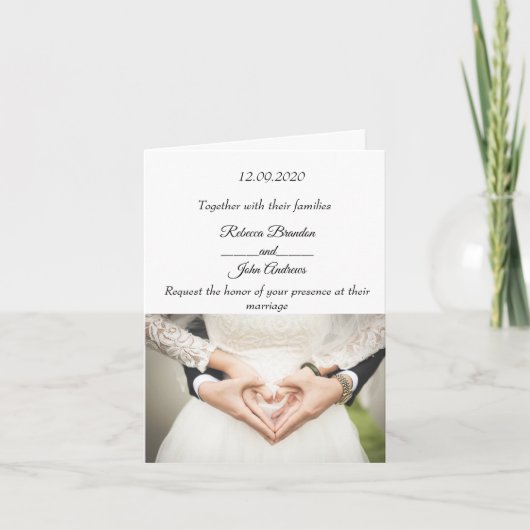 Eenvoudige persoonlijke uitnodiging tot huwelijk m (Voorkant)