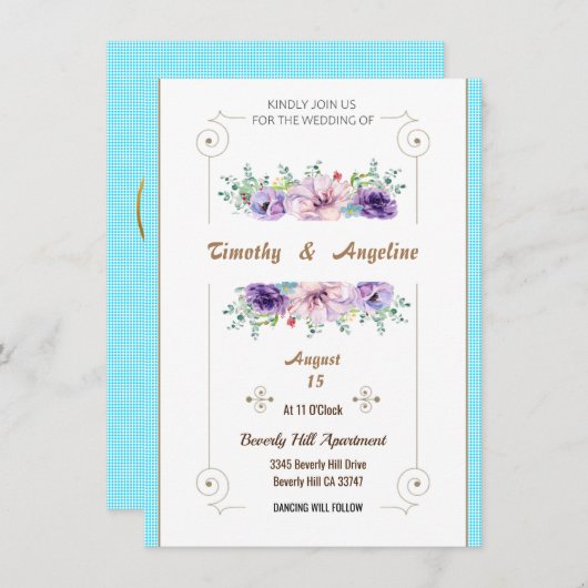 Eenvoudige persoonlijke uitnodiging tot huwelijk m (Voorkant / Achterkant)