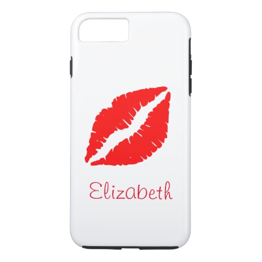 Eenvoudige, persoonlijke, witte, rode lips Case-Mate iPhone case (Achterkant)