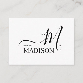 Eenvoudige persoonlijke zwarte en witte bruiloft informatiekaartje