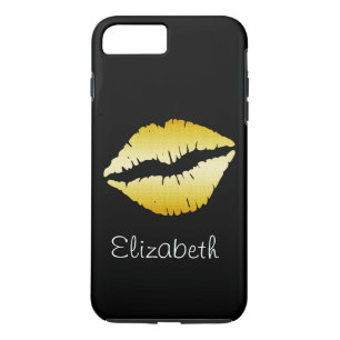 Eenvoudige persoonlijke zwarte glitter Gold Lips Case-Mate iPhone Case