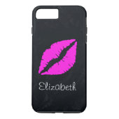 Eenvoudige persoonlijke zwarte roze Lips Case-Mate iPhone Case (Achterkant)