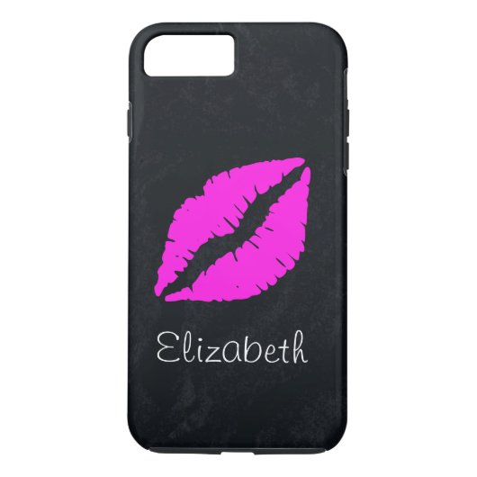 Eenvoudige persoonlijke zwarte roze Lips Case-Mate iPhone Case (Achterkant)