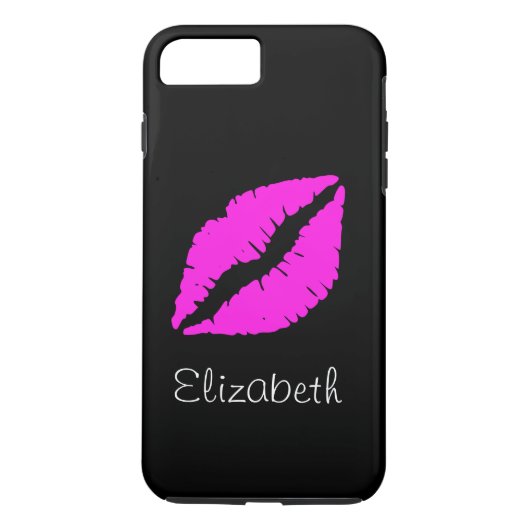 Eenvoudige persoonlijke zwarte roze Lips Case-Mate iPhone Case (Achterkant)