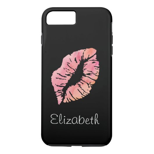 Eenvoudige persoonlijke zwarte roze Lips Case-Mate iPhone Case (Achterkant)