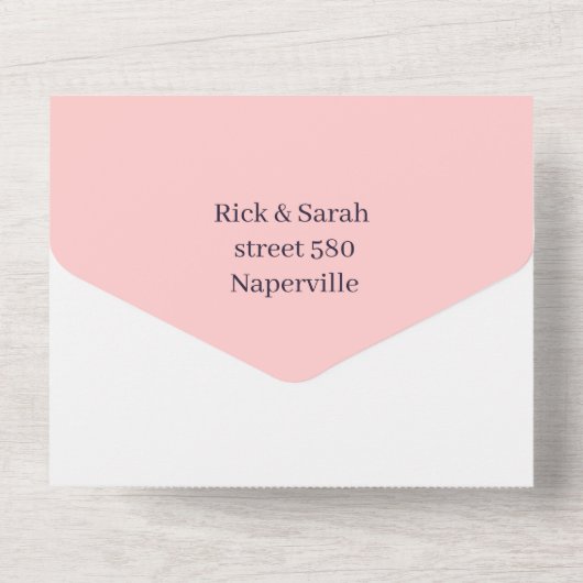 Eenvoudige Perzik Aangepaste Bewaar De Datum All In One Uitnodiging (Achterkant)