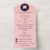 Eenvoudige Perzik Aangepaste Save The Date All In One Uitnodiging (Binnen)