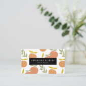 Eenvoudige Perzik & Bladpatroon Roze Visitekaartje (Staand voorkant)