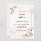 Eenvoudige perzik bloemenbruiloft uitnodiging (Voorkant)