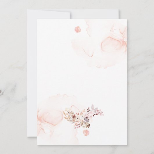 Eenvoudige perzik bloemenbruiloft uitnodiging (Achterkant)