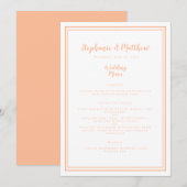 Eenvoudige perzik bruiloft diner menu Gast plaats  (Voorkant / Achterkant)