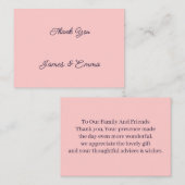 Eenvoudige perzik gepersonaliseerde bruiloft dank  notitiekaartje (Voorkant / Achterkant)