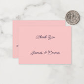 Eenvoudige perzik gepersonaliseerde bruiloft dank  notitiekaartje (Voorkant / Achterkant in situ)