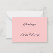 Eenvoudige perzik gepersonaliseerde bruiloft dank  notitiekaartje (Voorkant)