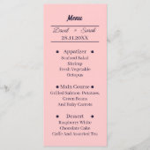 Eenvoudige perzik gepersonaliseerde bruiloft diner menu (Voorkant)