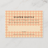 Eenvoudige perzik gingham luierraffle informatiekaartje (Voorkant)