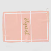  eenvoudige perzik met aangepaste naam dames golfhanddoek (Horizontaal)