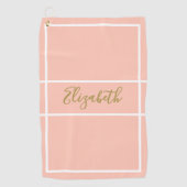  eenvoudige perzik met aangepaste naam dames golfhanddoek (Voorkant)