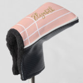 Eenvoudige perzik minimalistische aangepaste naam  golfheadcover (3/4 voorkant)