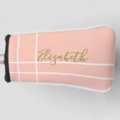 Eenvoudige perzik minimalistische aangepaste naam  golfheadcover (Voorkant)