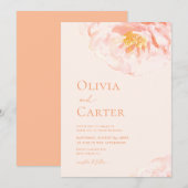 Eenvoudige perzik moderne bloemige Waterverf bruil Kaart (Voorkant / Achterkant)