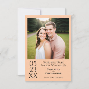 Eenvoudige Perzik Moderne Minimaal Foto Bruiloft Save The Date