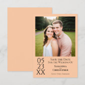 Eenvoudige Perzik Moderne Minimaal Foto Bruiloft Save The Date (Voorkant / Achterkant)