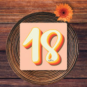 Eenvoudige perzik Moderne Retro Groovy 18e verjaar Kaart