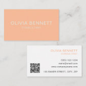 Eenvoudige perzik QR-code Visitekaartje (Voorkant / Achterkant)