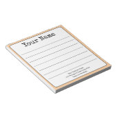 Eenvoudige perzik retro Jouw naam toevoegen gevoer Notitieblok (Schuin)