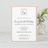 EENVOUDIGE PERZIK ROZE LOGO WORKSHOP GALA EVENEMEN KAART (Staand voorkant)