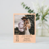 Eenvoudige perzik Sinaasappel bruiloft Bewaar de d Briefkaart (Staand voorkant)