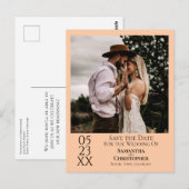 Eenvoudige perzik Sinaasappel bruiloft Bewaar de d Briefkaart (Voorkant / Achterkant)