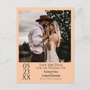 Eenvoudige perzik Sinaasappel bruiloft Bewaar de d Briefkaart