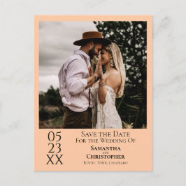 Eenvoudige perzik Sinaasappel bruiloft Bewaar de d Briefkaart