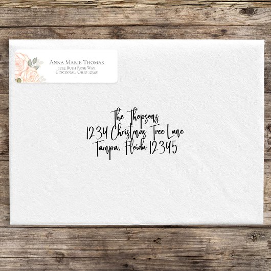 Eenvoudige perzik Waterverf Floral Etiket