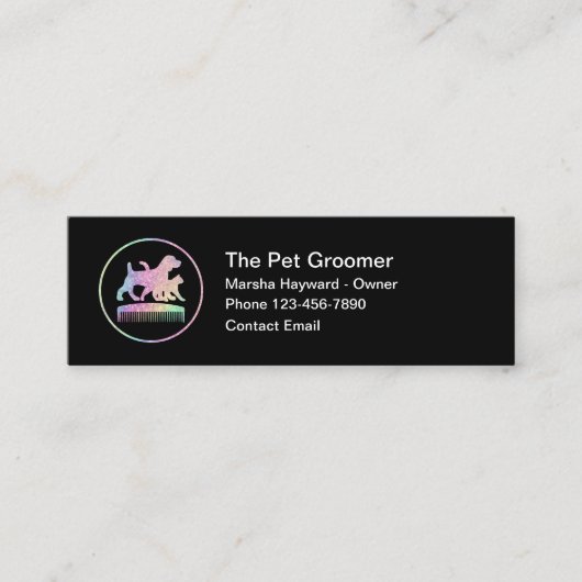 Eenvoudige Pet Grooming Service Compacte Visitekaa Mini Visitekaartje (Voorkant)