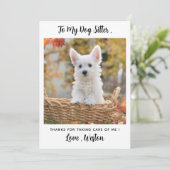 Eenvoudige Pet Sitter Custom Dog Puppy Foto Dank u Kaart (Staand voorkant)