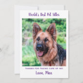 Eenvoudige Pet Sitter Custom Dog Puppy Foto Dank u Kaart (Voorkant)